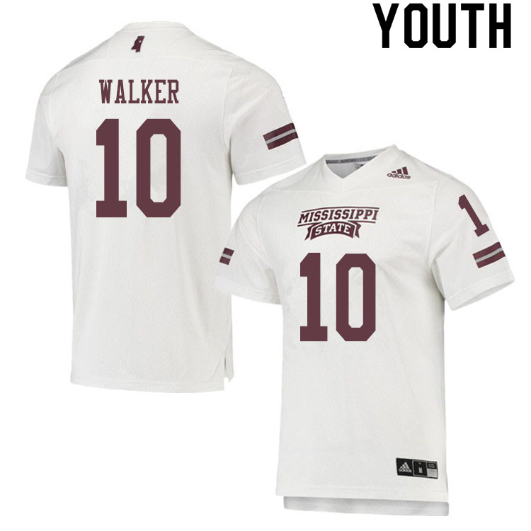Youth #10 Kareem Walker Mississippi State Bulldogs College Football Jerseys Sale-White - Click Image to Close